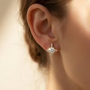 Moissanite 2ct North Star Huggie Earrings